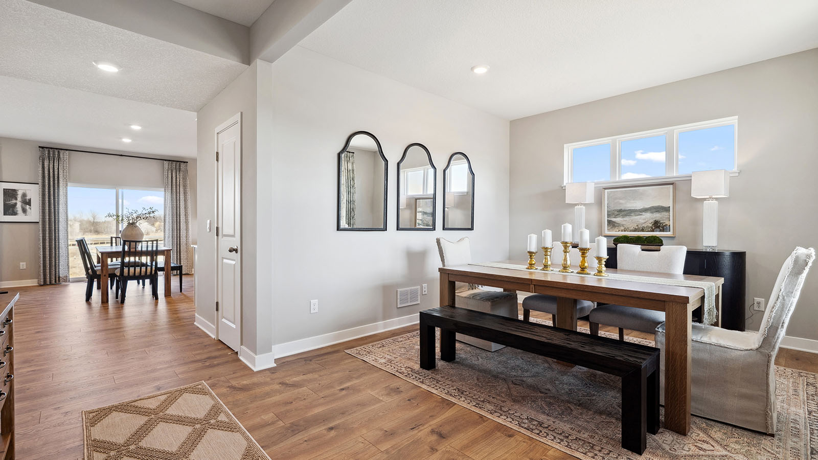 Formal dining room next to the entrance of the home