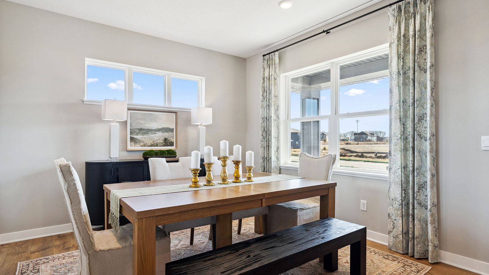Formal dining room next to the entrance of the home