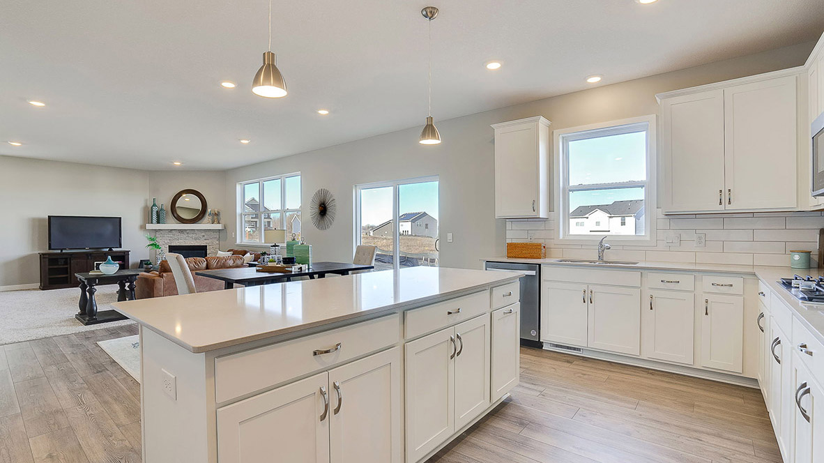kitchen with white cabinetry, large island, and stainless steel appliances
