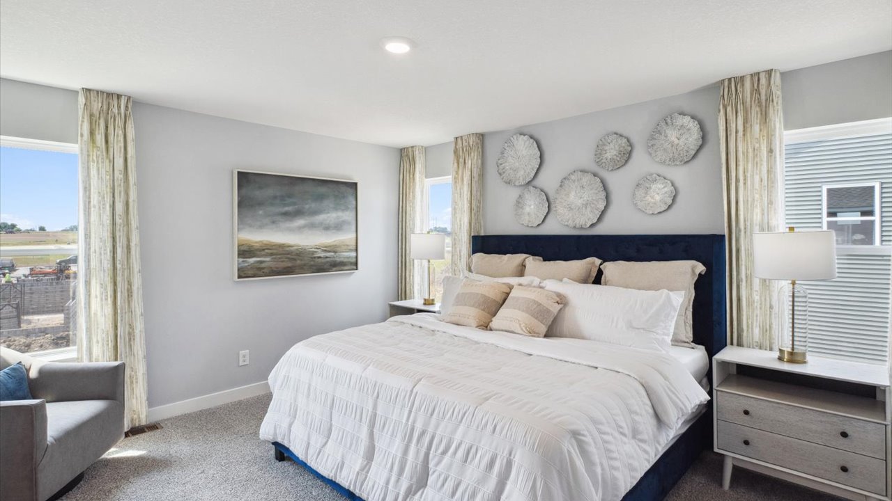 Bedroom suite with with spacious private bathroom and walk-in closet.