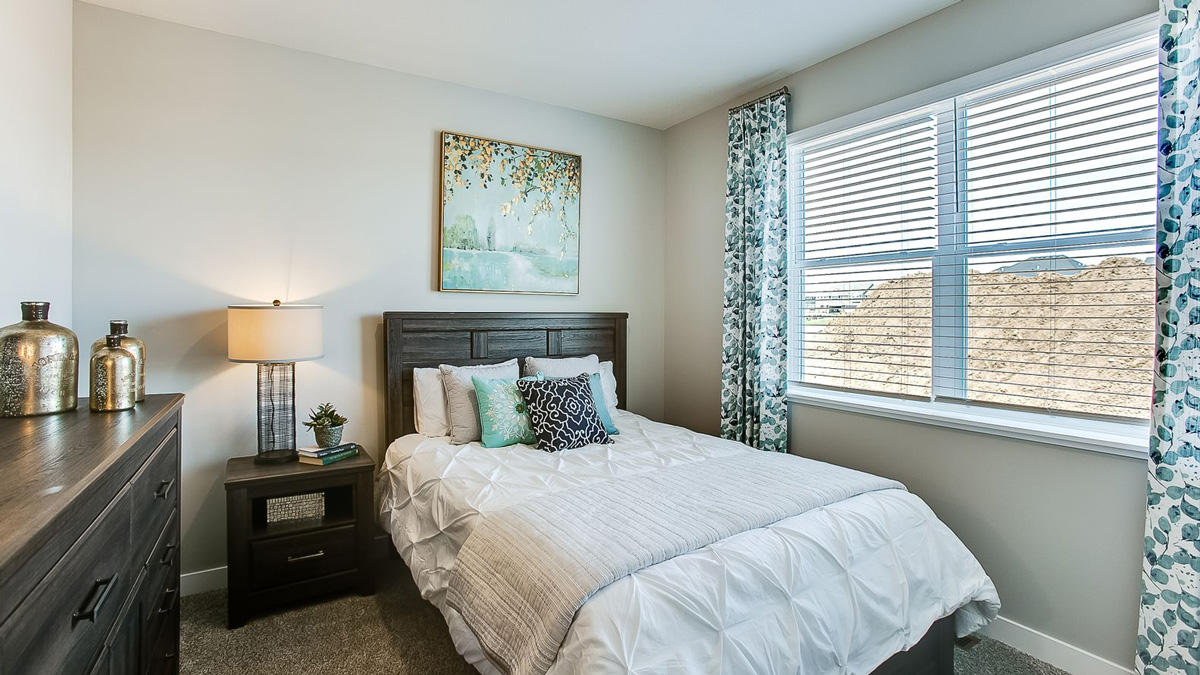 Carpeted main-level bedroom.