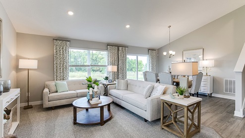 View of the family room and dinette.