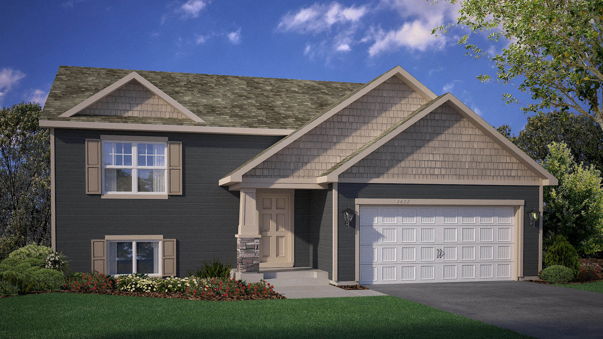 Rendering of Dallas Northern Craftsman elevation