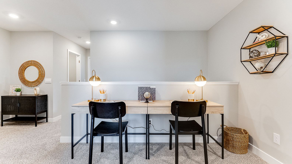 Upper level loft with living and study space.