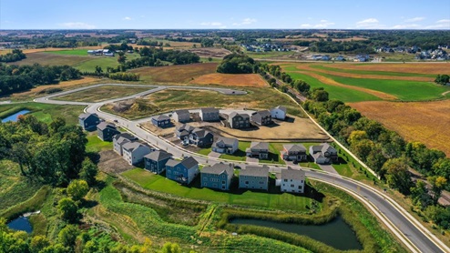 aerial view of oak creek in chaska minnesota.