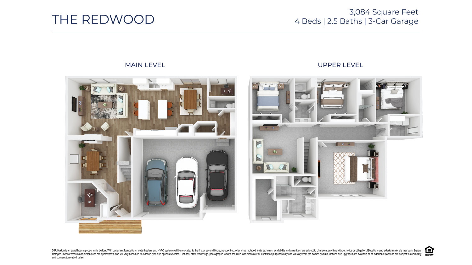 3-dimensional view of Redwood floor plan.