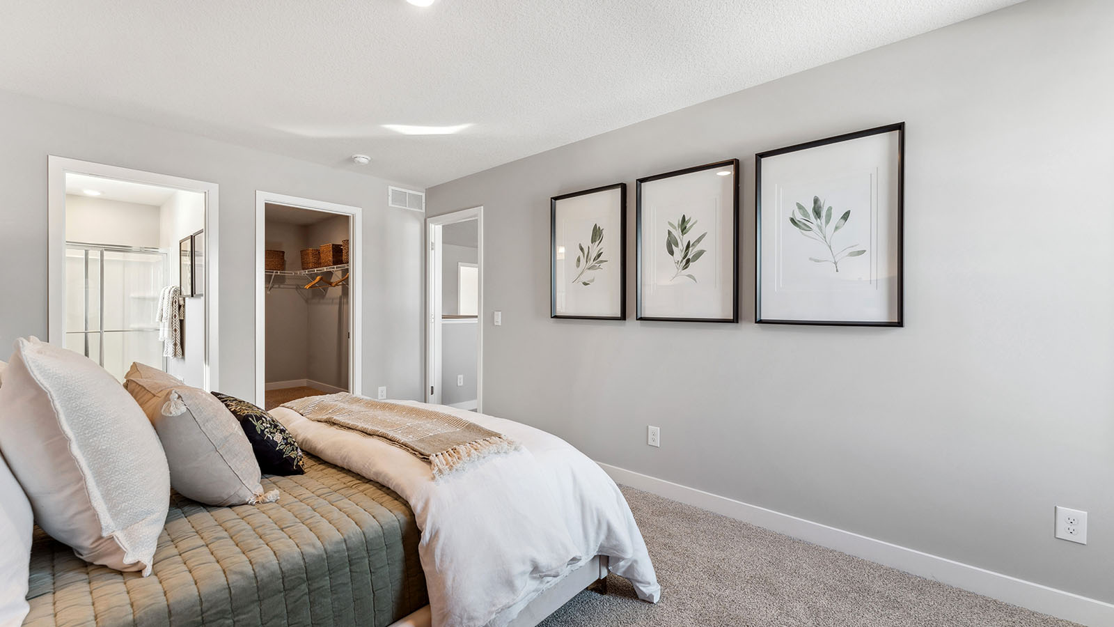 Carpeted secondary bedroom on upper level with standard sized closet