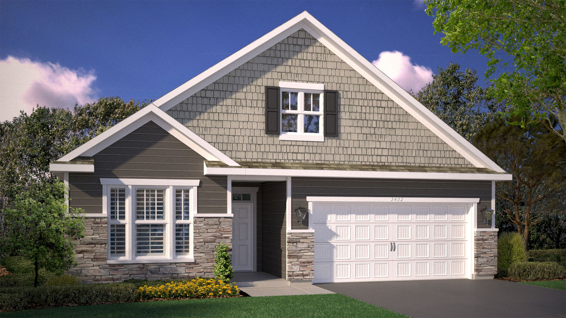 Exterior elevation option of the Clayton.