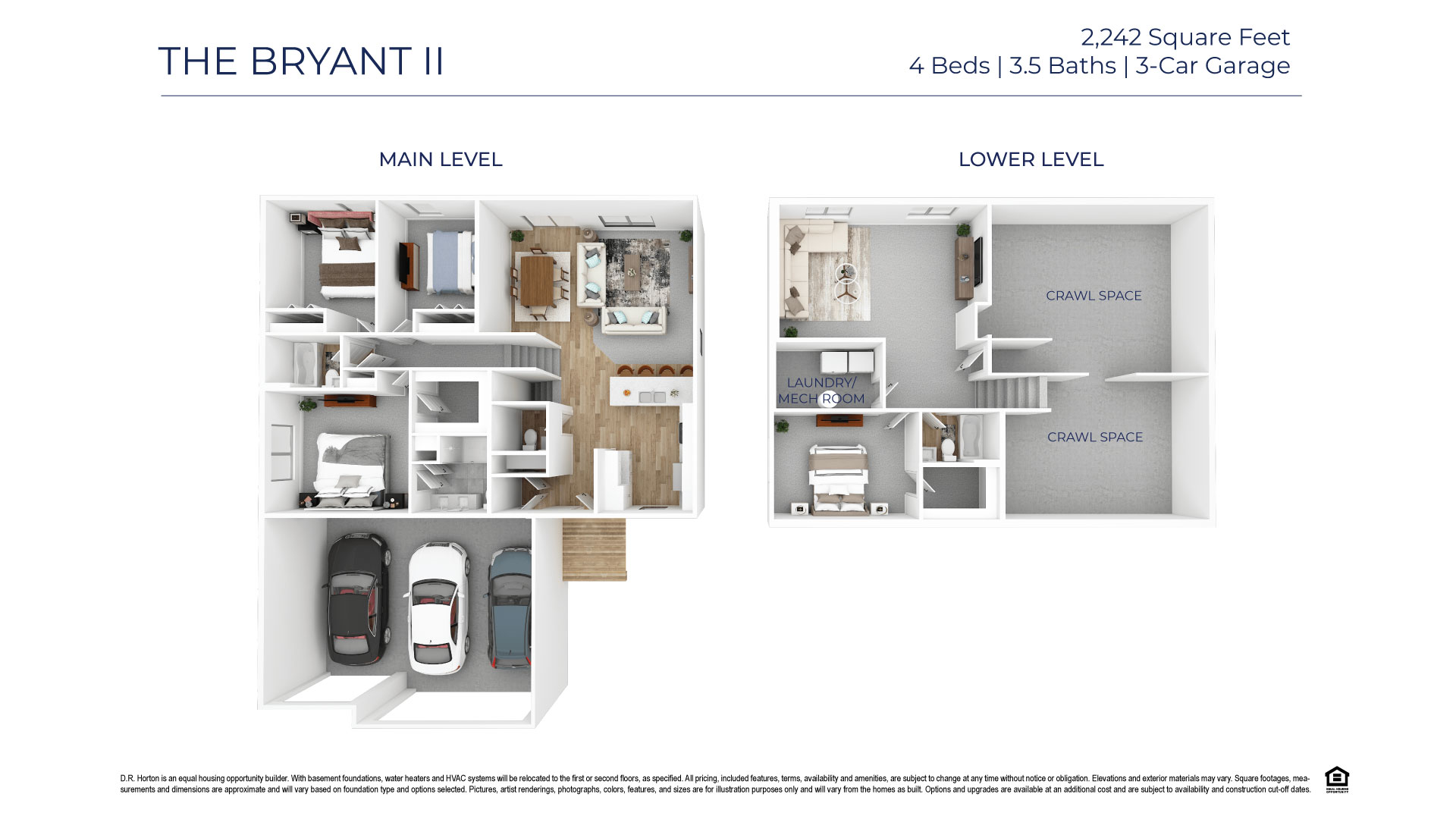 3D floor plan of the Bryant II