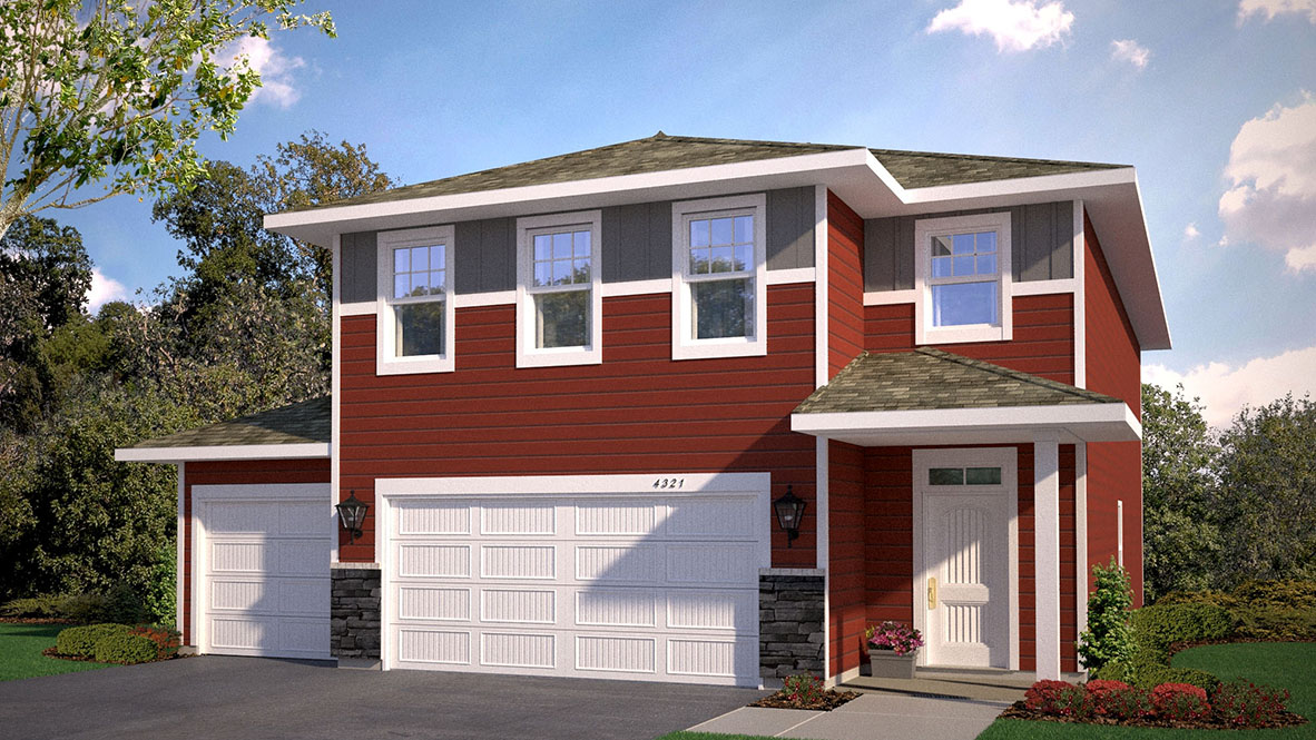 Elm 3 car garage elevation c