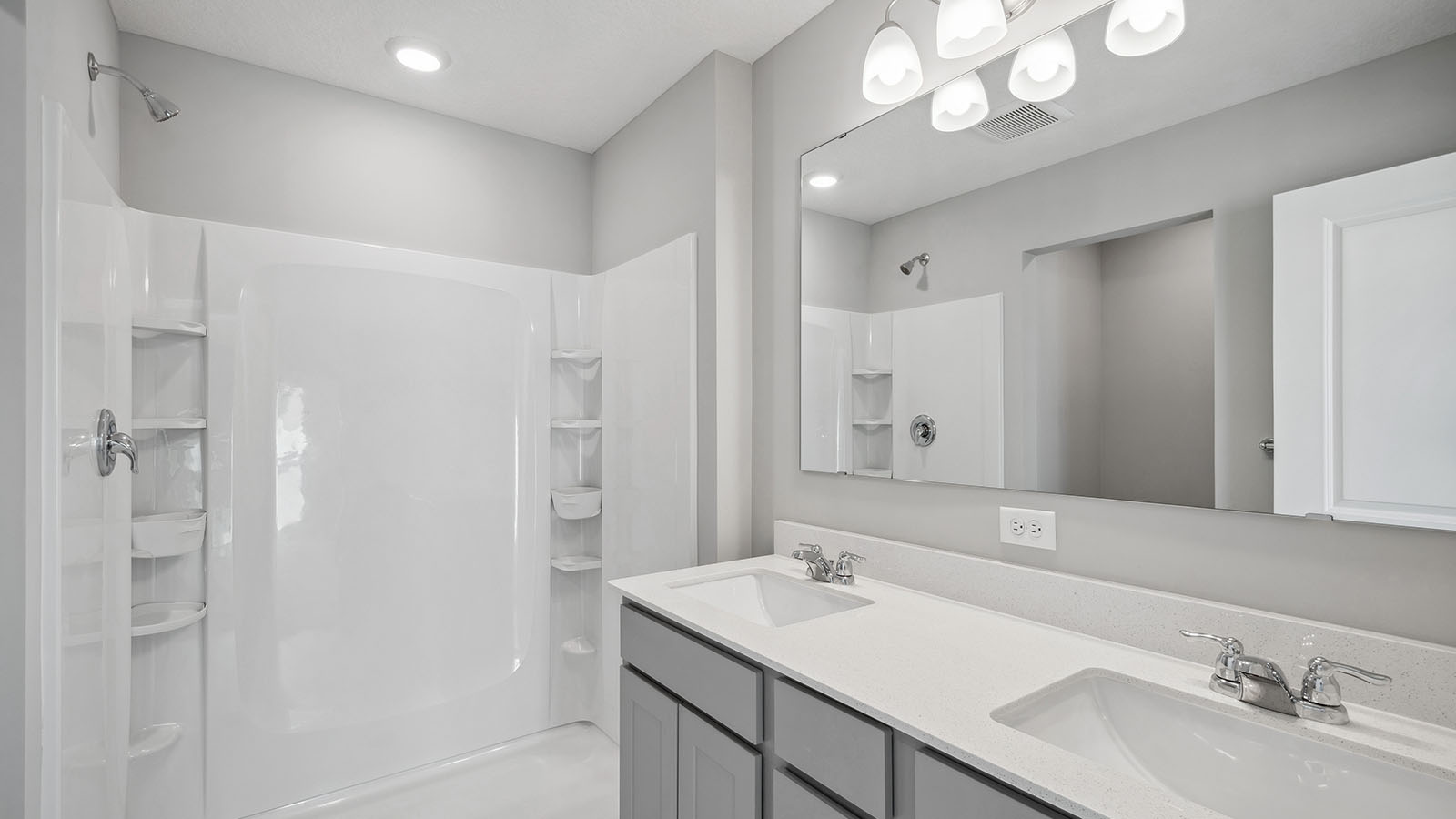 Owner’s ensuite adds a spa-inspired ensuite, walk-in shower, double vanity Harvest View By D.R. Horton