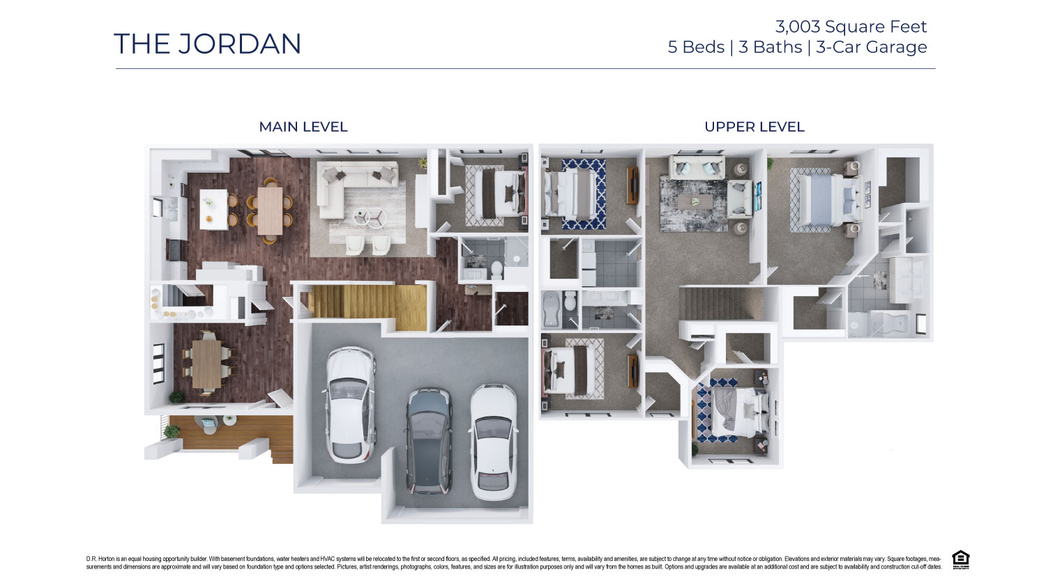 3-dimensional view of Jordan floor plan.
