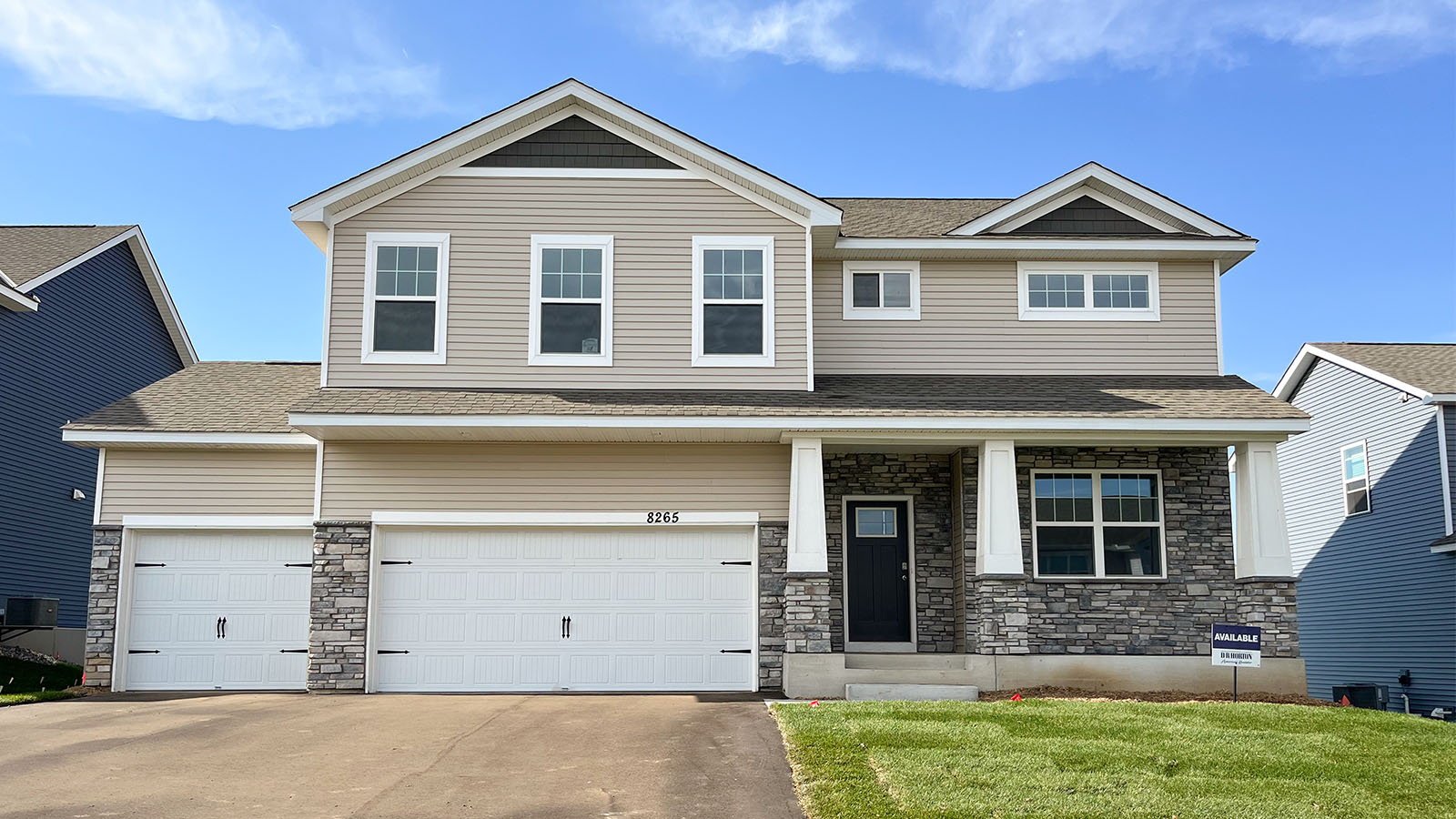 Exterior elevation b with stone