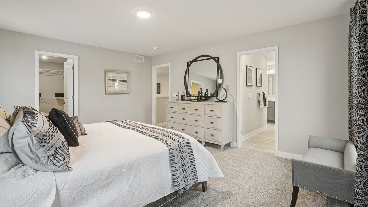 Bedroom suite with private bath and walk in closet.