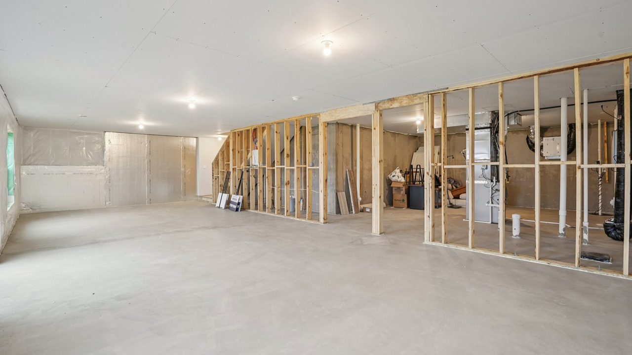 Unfinished lower level.