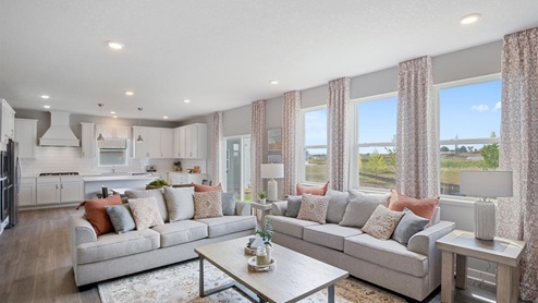 View of open concept main level from living room.