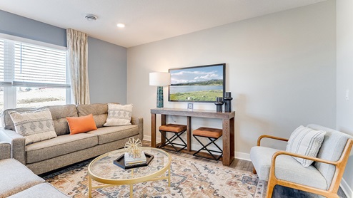 Family room of the Princeton floor plan.