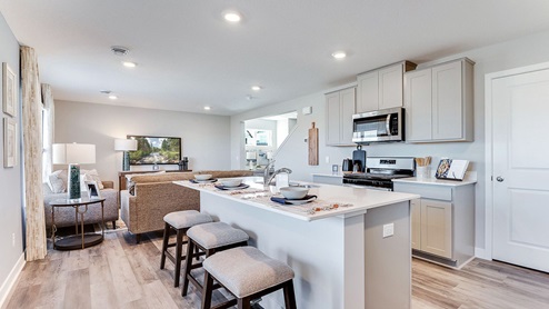 Main level of the Princeton floor plan as seen from the kitchen.