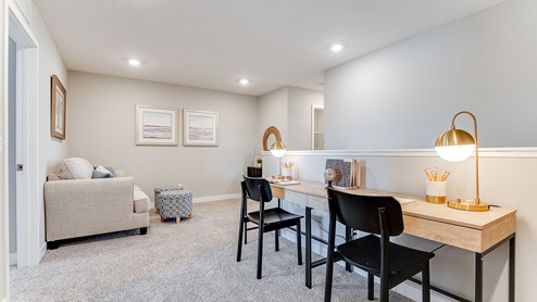 Upper level loft area of the Princeton plan.