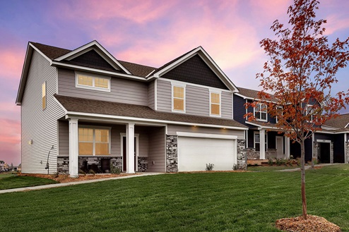 Exterior elevation of the Holcombe floor plan.