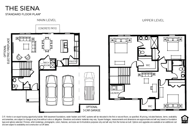 Sienna floor plan on a slab on grade site.