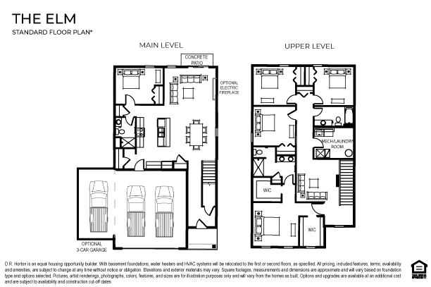 The elm floor plan on a slab on grade site.