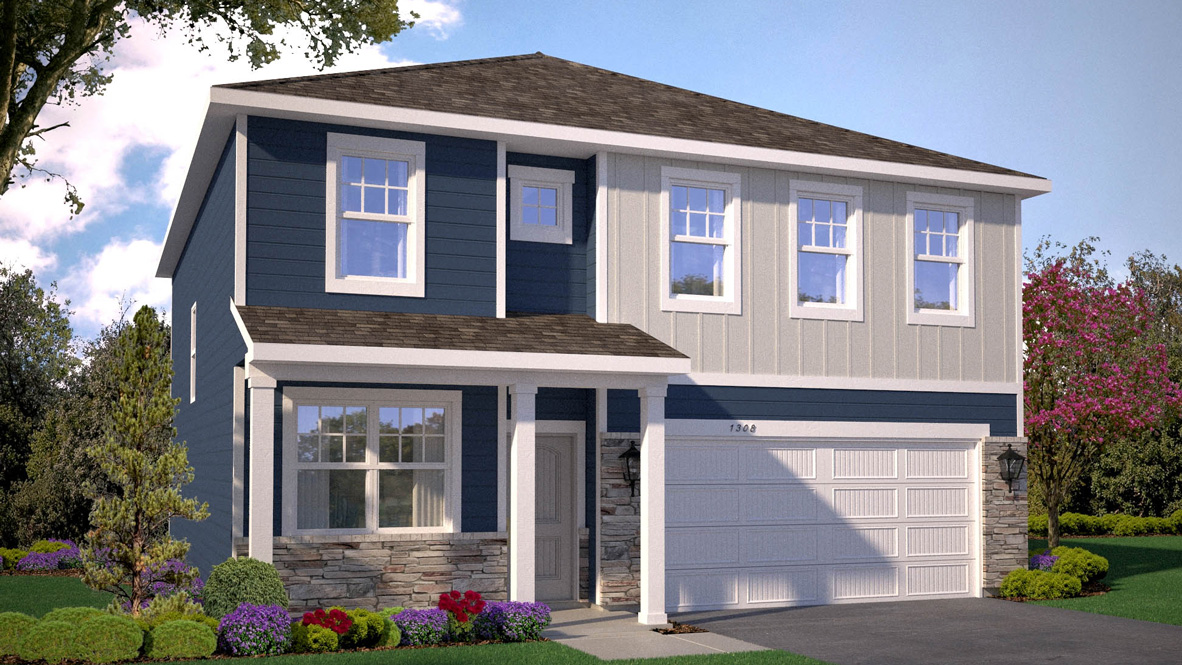 Exterior elevation of the Holcombe plan.