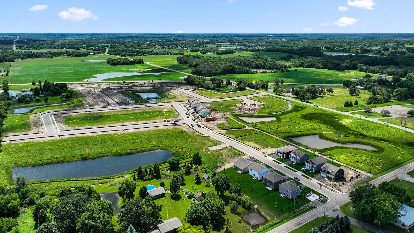 Aerial view of nearby park and green space Big Woods Express By D.R. Horton