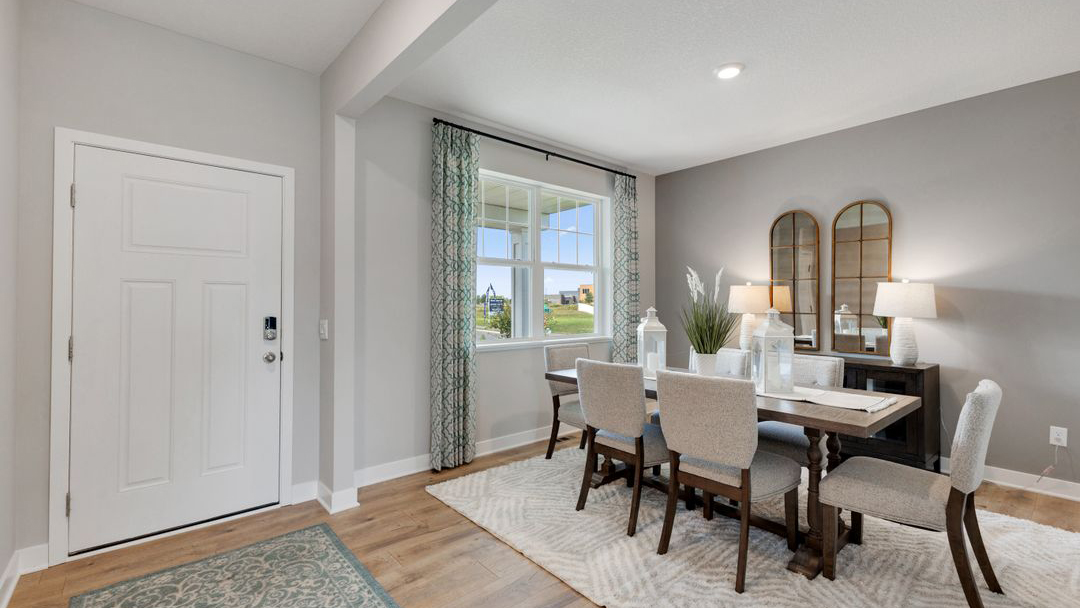 Front entry and formal dining.