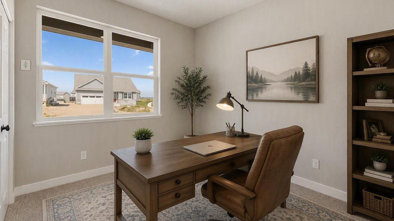 Third bedroom staged for an office.