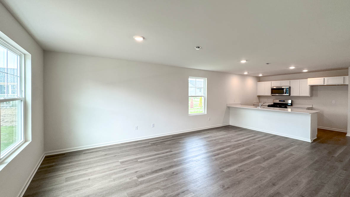 open concept dining and kitchen space