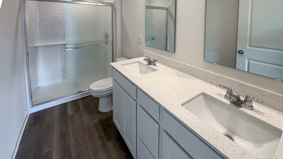 primary bathroom with dual bowl vanityprimary bathroom with dual bowl vanity