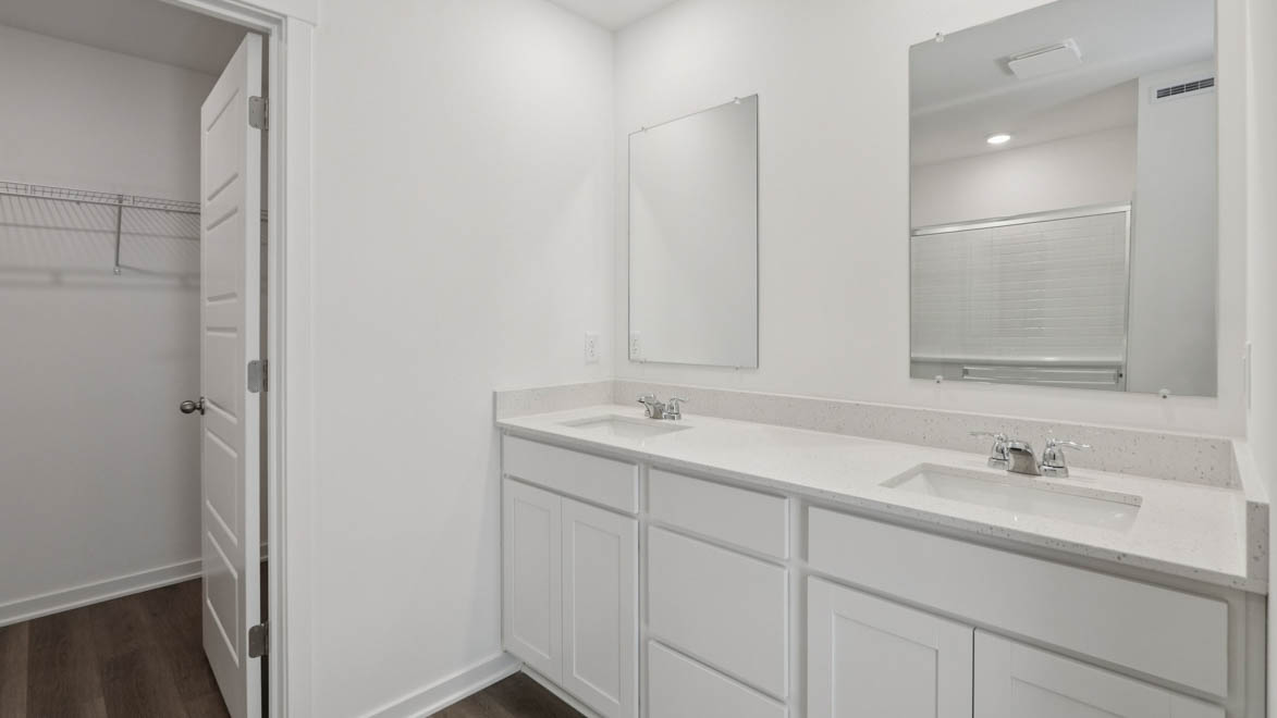 Primary bathroom with dual sinks