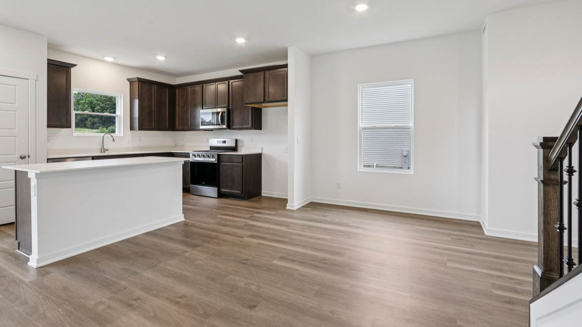 kitchen across from staircase
