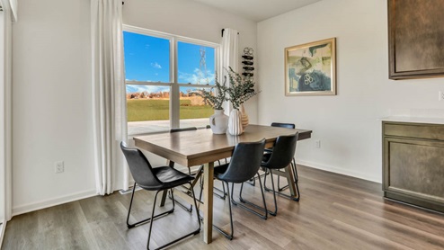 Dining room with sliding door to backyard