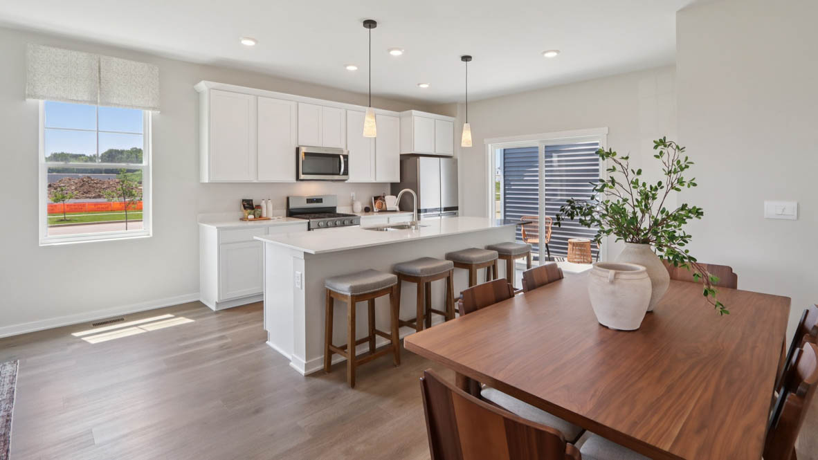 open concept dining and kitchen space