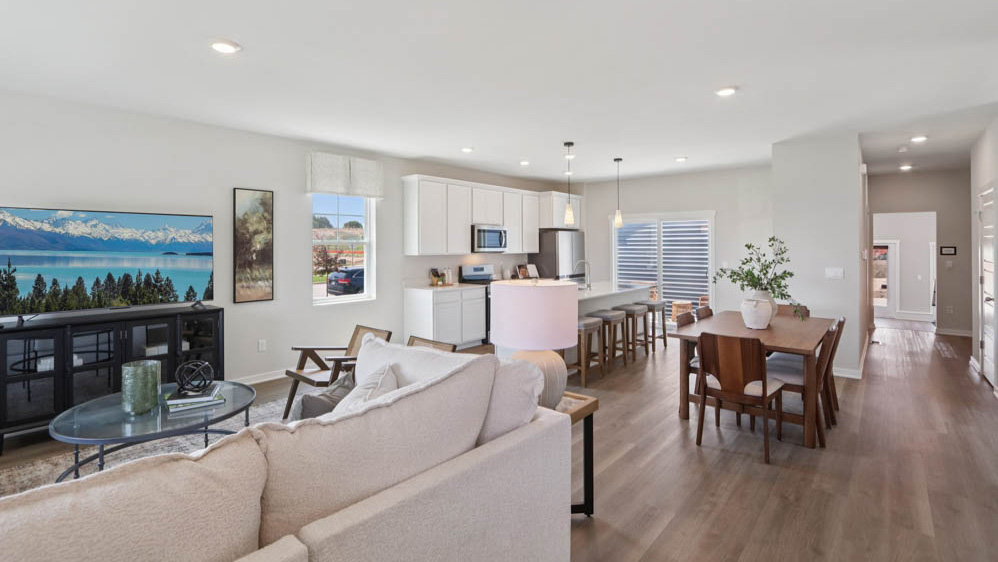 open concept living room and kitchen space
