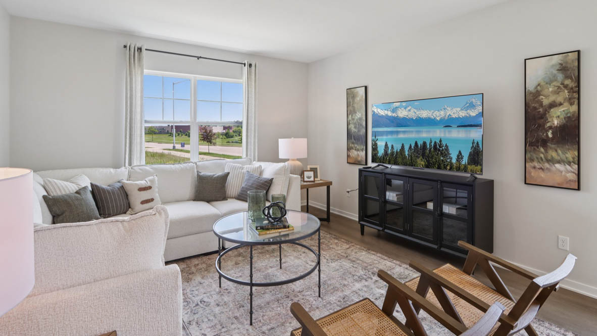 Interior living area with large window