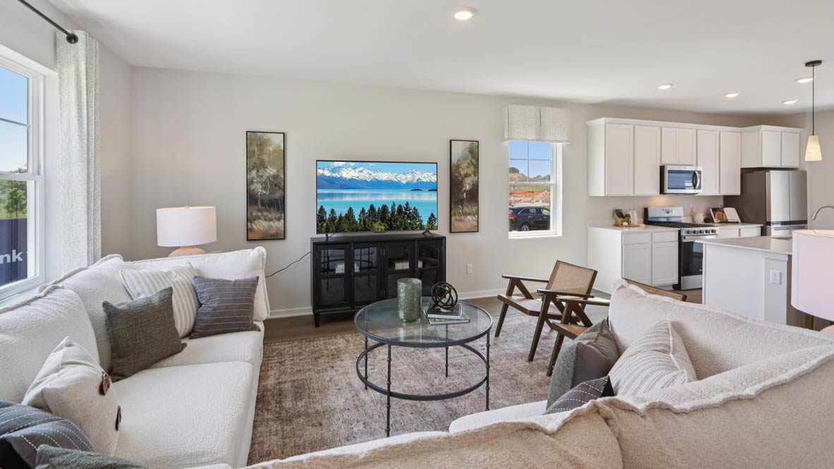 Interior living area with large window