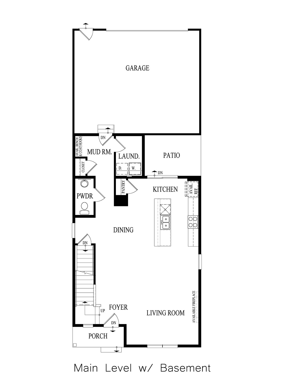 Spruce model first floor with basement interior layout with a basement