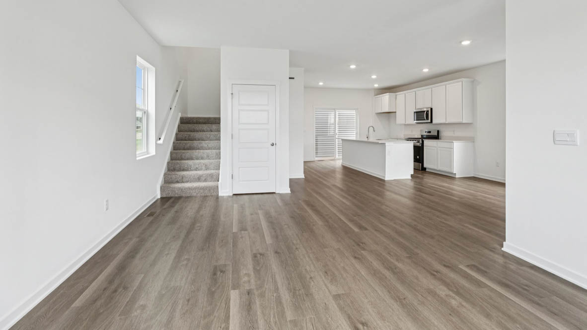 Great room to the front of home