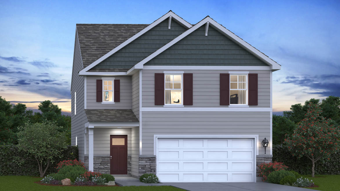exterior rendering of Sloan B3 model with vinyl and stone siding