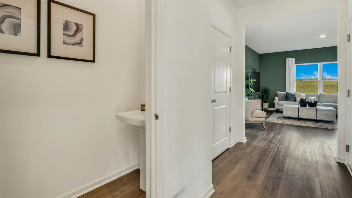 half bathroom off of entrance hallway