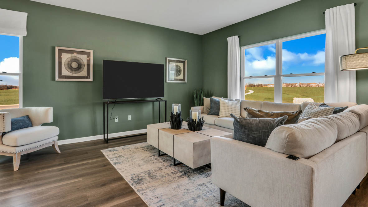 Spacious great room with lots of natural light