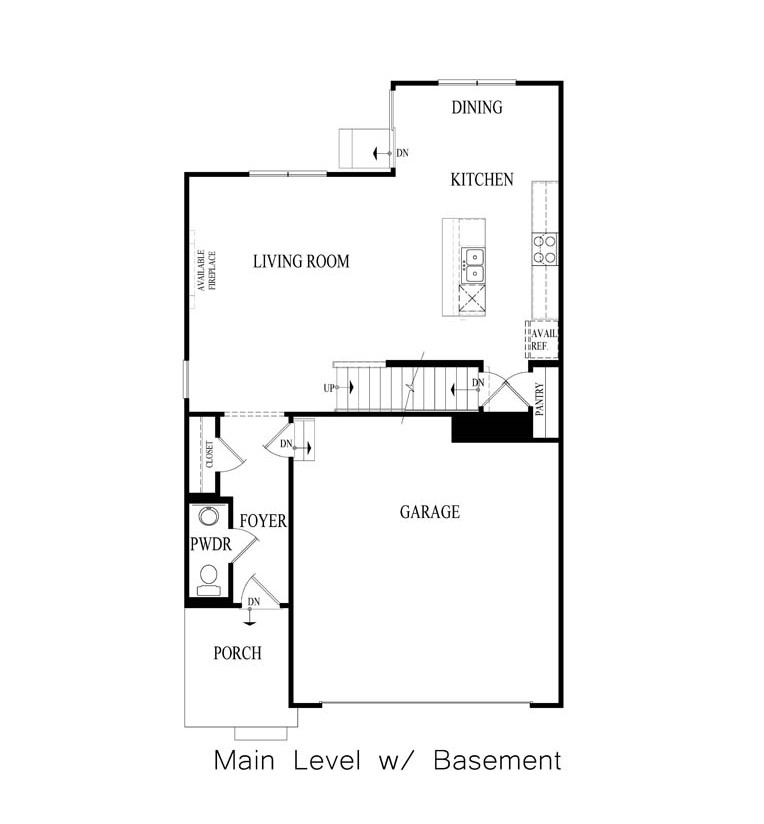 Main level of sloan model floor plan layout