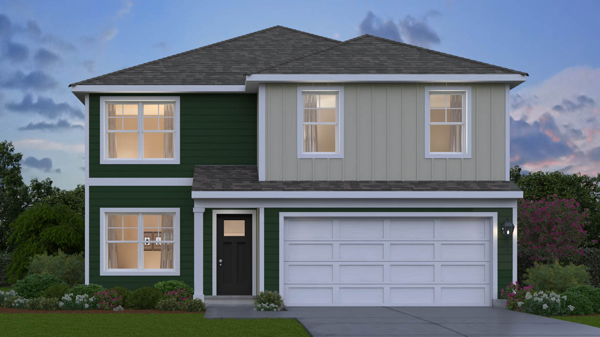 Exterior rendering of Bellamy C1 model with vinyl siding