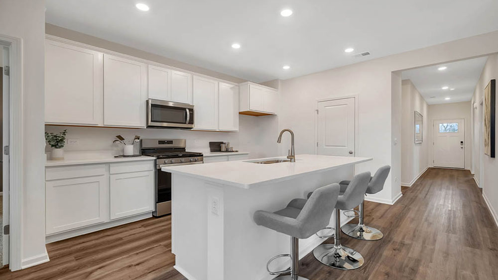 Entrance hallway leading into kitchen dining room and great room areas