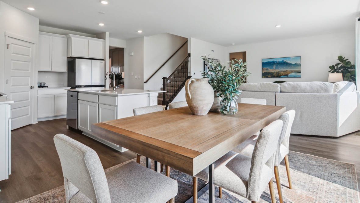 open concept dining and kitchen space