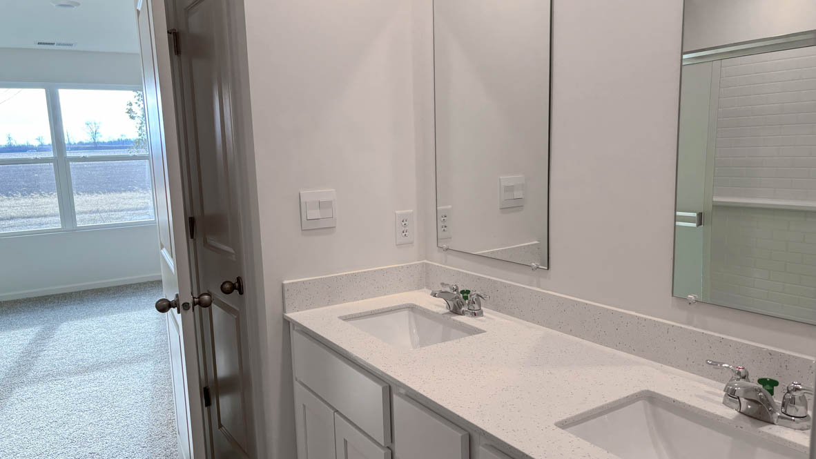 bathroom with dual bowl vanity