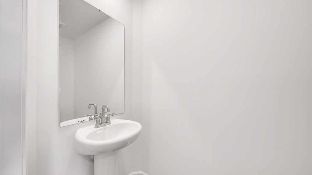 Downstairs guest half bathroom with pedestal sink